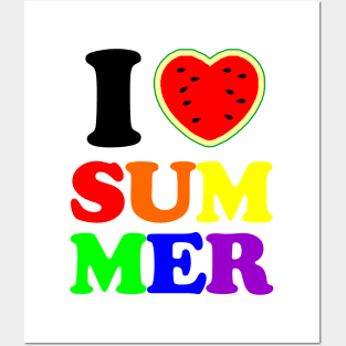 i heart summer watermelon rainbow Posters and Art